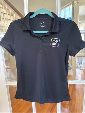 Nike Black Golf Shirt with Multicolor 'be me' Patch
